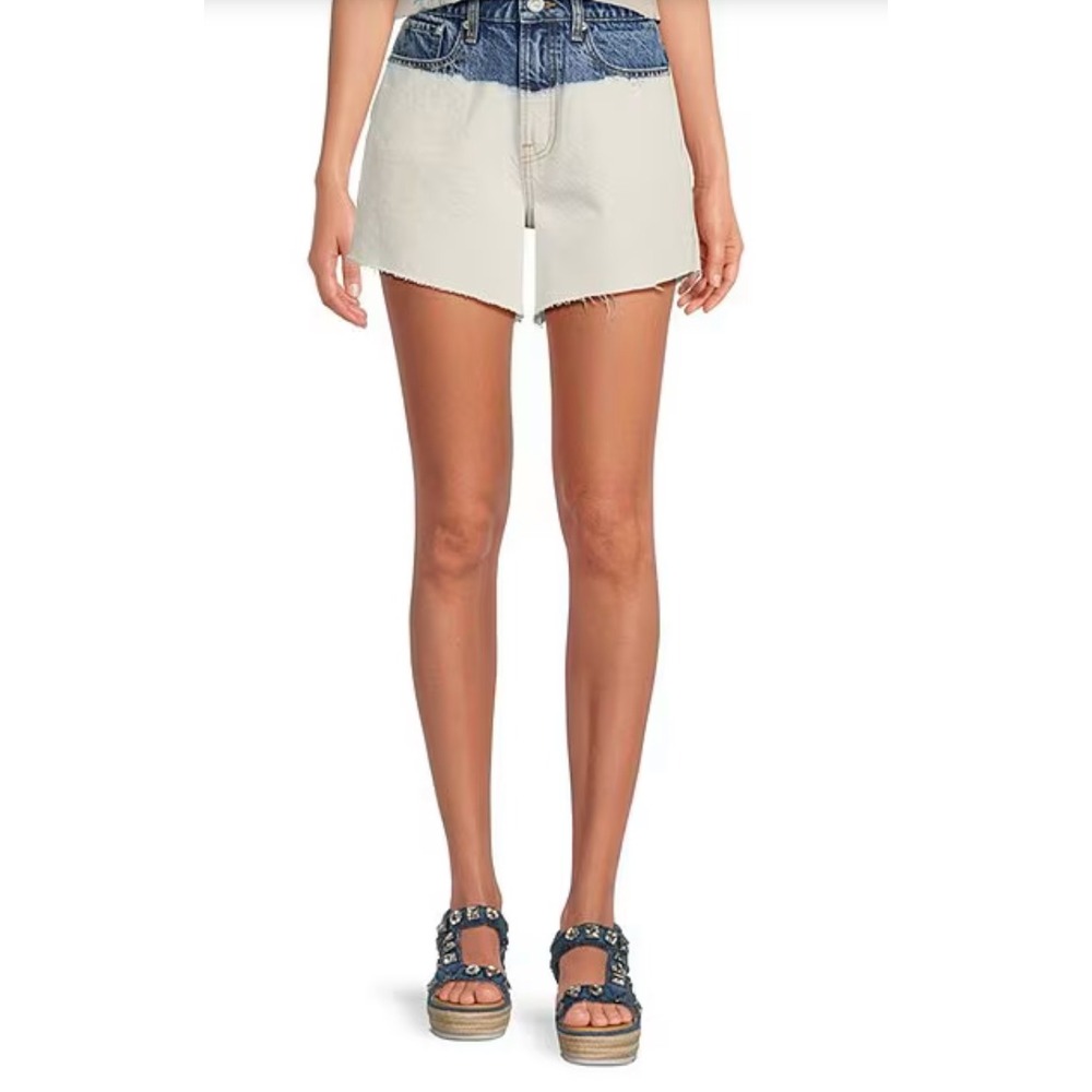 Gianni Bini Dannijo Two Tone Denim Shorts Raw Hem‎ Jean Shorts Size 27